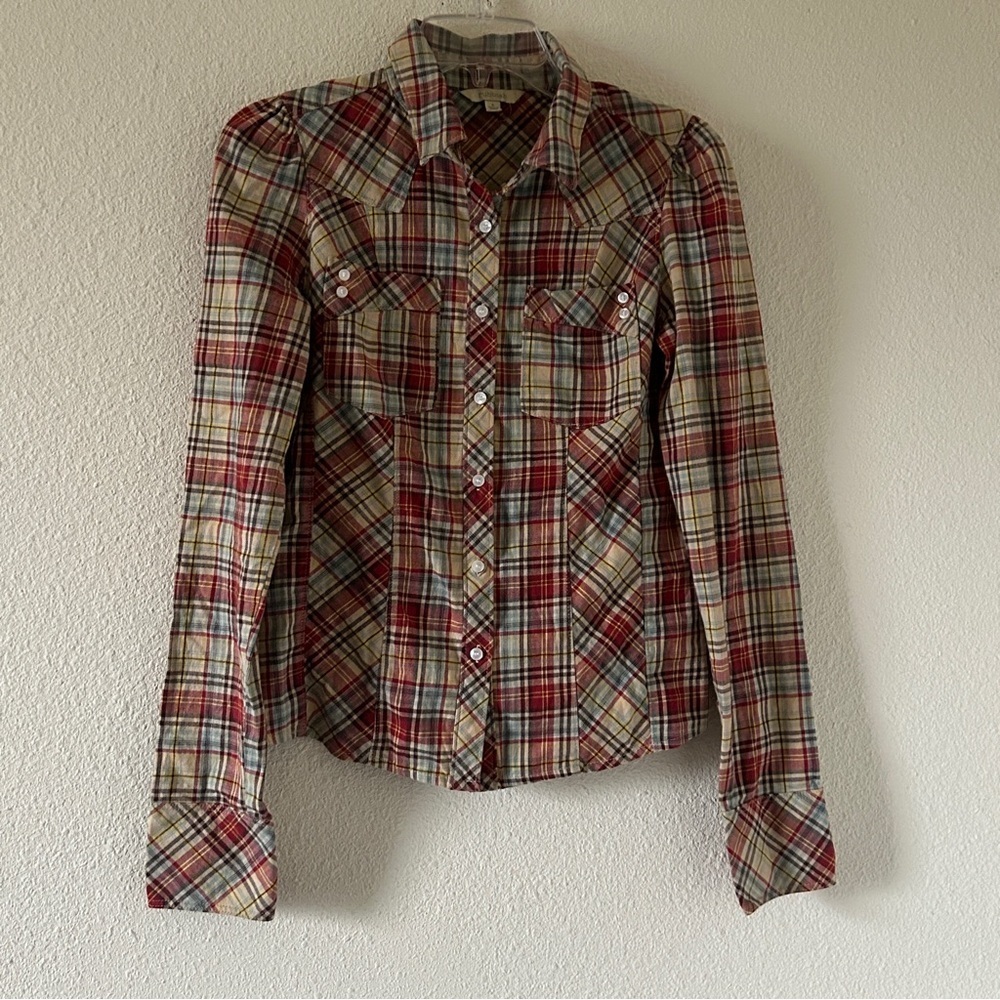 Rubbish Plaid Flannel Western Country Cabin Button Shirt Women’s Small Cowgirl